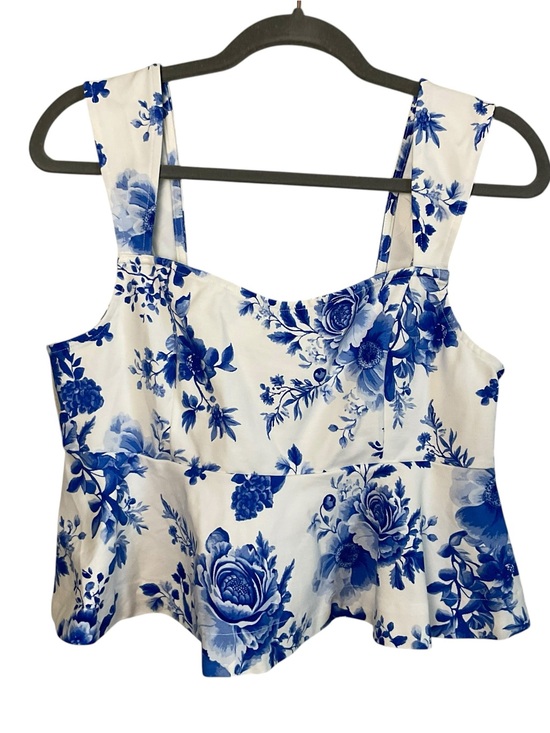 Mauve Tops - Maeve Blue & White Floral Peplum Tank Top NWT Medium Cottagecore